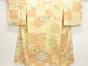 アンティーク　市松に花模様単衣長襦袢